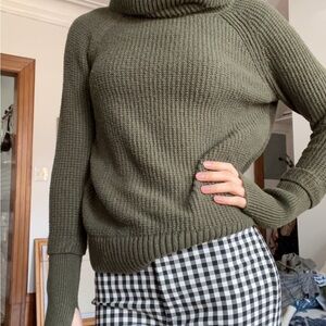 Chunky Green Cowl Neck Sweater